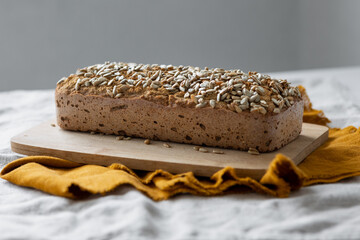 Buckwheat bread, homemade sourdough bread loaf, homemade bakery and recipes for homemade healthy bread, family bakery or pastry shop, healthy and wholesome food, vegan bread or pastry, production of
