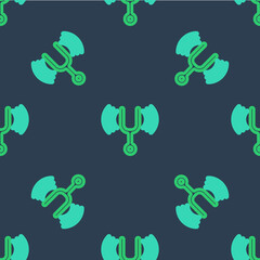 Line Musical tuning fork for tuning musical instruments icon isolated seamless pattern on blue background. Vector