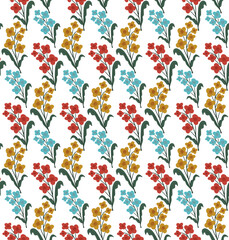 Vintage flowers seamless pattern, trendy print. Floral repeating texture, background. Vector illustration