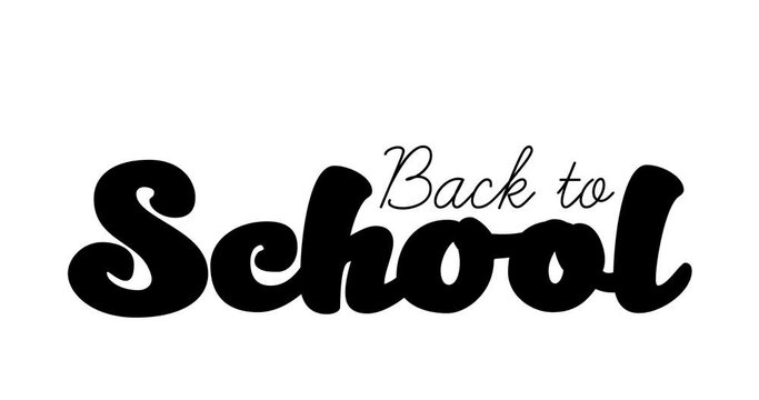 Animation of back to school text on white background
