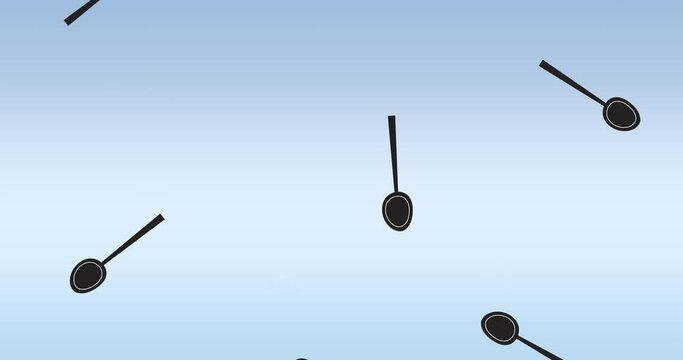 Composition of spoon icons on blue background