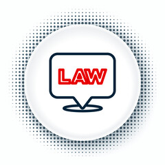 Line Location law icon isolated on white background. Colorful outline concept. Vector