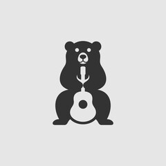 Bear Animal Guitar Business Logo Design