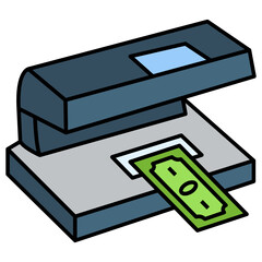 Currency Bill validator Machine Vector color Icon Design, Retail Shop Equipment Symbol, Supermarket fixtures Sign, Grocery Store Supplies Stock illustration, Counterfeit Money Detector Concept, 
