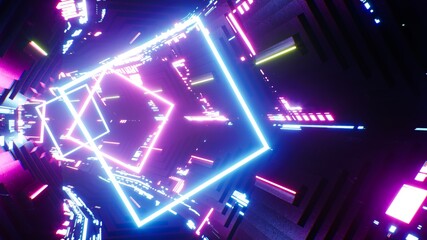  Cyberpunk Neon Light Space Tunnel