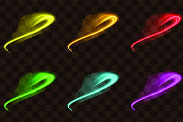 Special light effect abstract isolated element set collection glow line illuminated object
