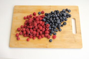 blueberries and raspberries