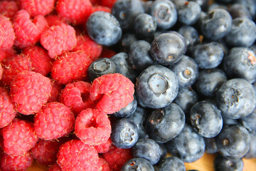 blueberries and raspberries