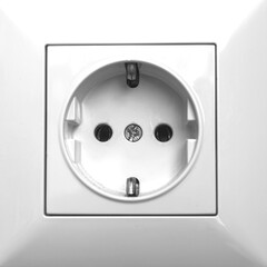 Power socket, EU European Type F socket close-up, square photo