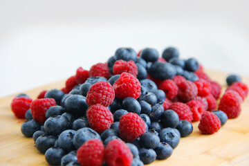 raspberries and blueberries