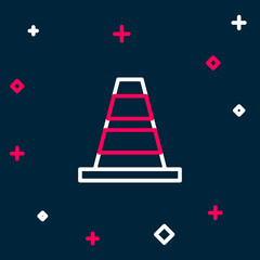 Line Traffic cone icon isolated on blue background. Colorful outline concept. Vector