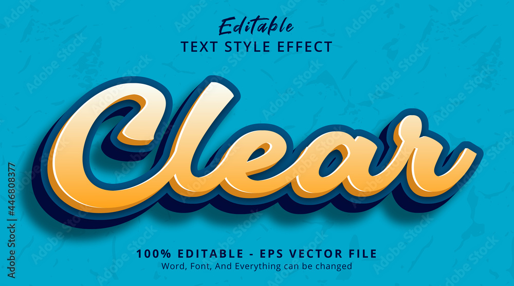 Fototapete Editable text effect, Clear text on headline color style effect