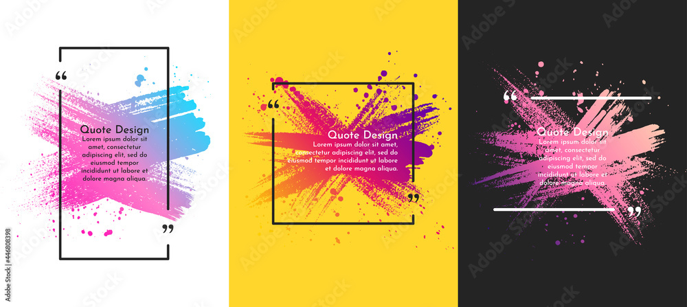 Wall mural vector illustration. quote frames blank templates set. text in brackets. dynamic frames on white and