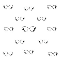 Vector pattern with eyeglasses, isolated on a white background.Doodle seamless pattern.