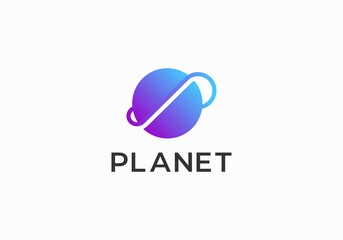 modern planet logo design vector
