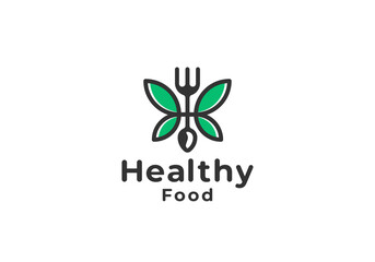Healthy Food With star Leaf or star Leave Logo Template
