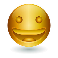 Gold Emoji Icon Illustration. Golden Face Emote Funny Vector Symbol Emoticon Design Vector.