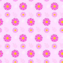 This is a seamless pattern of flowers on a pink background. Vector wrapping paper.