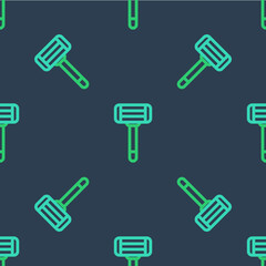Line Shaving razor icon isolated seamless pattern on blue background. Vector