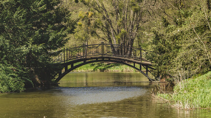 Naklejka na ściany i meble Bridge in the park in Pszczyna