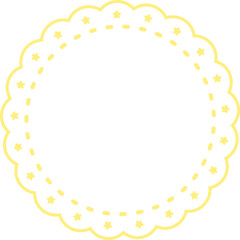 フレーム　円　星レース　黄色