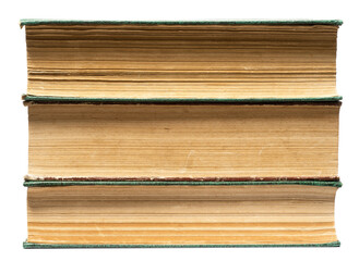 stacked old book isolated on white background