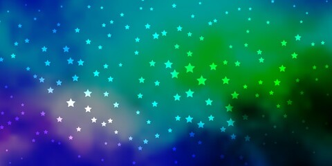 Obraz na płótnie Canvas Dark Blue, Green vector background with colorful stars.