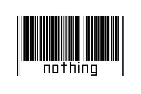 Digitalization concept. Barcode of black horizontal lines with inscription nothing