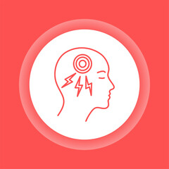 Acute headache color button icon. Isolated vector element.