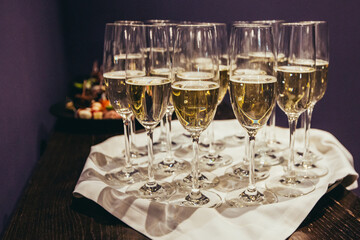 glass of champagne in a restaurant