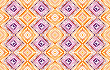 Ikat geometric ethnic pattern. Aztec fabric carpet mandala ornament chevron textile decoration wallpaper. Traditional embroidery vector illustrations background.