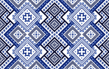 Ikat geometric ethnic pattern. Aztec fabric carpet mandala ornament chevron textile decoration wallpaper. Traditional embroidery vector illustrations background.