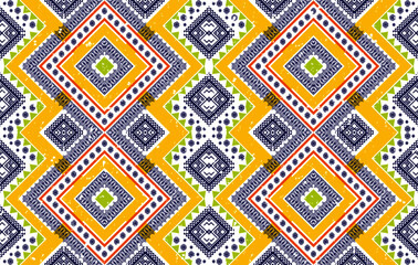 Ikat geometric ethnic pattern. Aztec fabric carpet mandala ornament chevron textile decoration wallpaper. Traditional embroidery vector illustrations background.