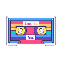 Isolated vintage cassette with lgtb colors Vector