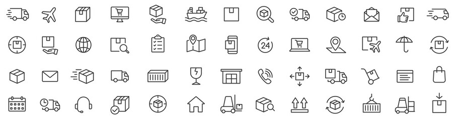 Fototapeta Delivery line icons set. Shipping icon collection. Vector  obraz