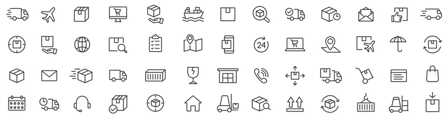 Foto op Canvas Delivery line icons set. Shipping icon collection. Vector  © warmworld