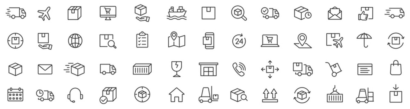 Delivery line icons set. Shipping icon collection. Vector 