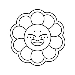 Isolated happy flower icon with big smile Vector