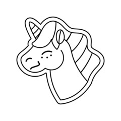 Isolated happy unicorn avatar with no color Vector