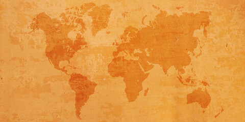 Old vintage  world map with texture background on paper