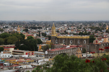Fototapeta premium City of Cholula from the hill of the sanctuary of Nuestra Senora de los Remedios