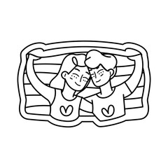 Isolated same sex couple with a flag pride icon Vector
