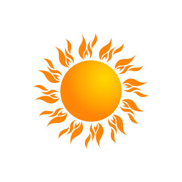 Summer sun logo icon on white background cartoon vector illustration