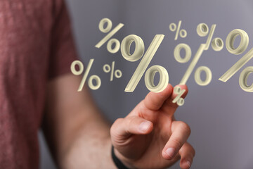 Fototapeta premium percent shopping digital in hand 3d..