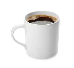 Aromatic coffee in cup isolated on white