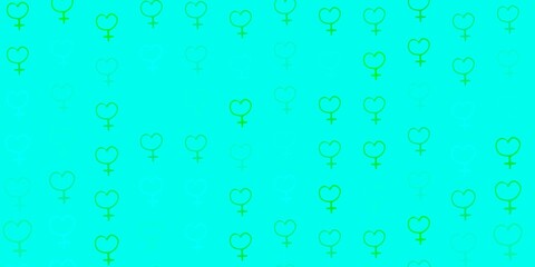 Fototapeta na wymiar Light Green vector pattern with feminism elements.