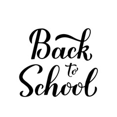 Back to school calligraphy hand lettering isolated on white. Vector template for typography poster, logo design, banner, flyer, greeting card, postcard, t-shirt, etc.