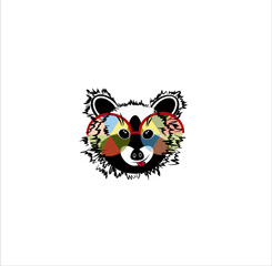 a painted funny raccoon is a fairy-tale character in sunglasses for decorating and printing prints on fabric