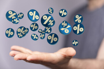 Seasonal sales background with percent discount pattern. 3D