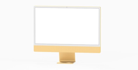Copy of Realistic Computer, 3D Monitor, in Imac style isolated. yellow gold